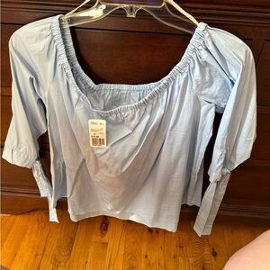 Forever 21 White Smocked 3/4 Sleeve Blouse